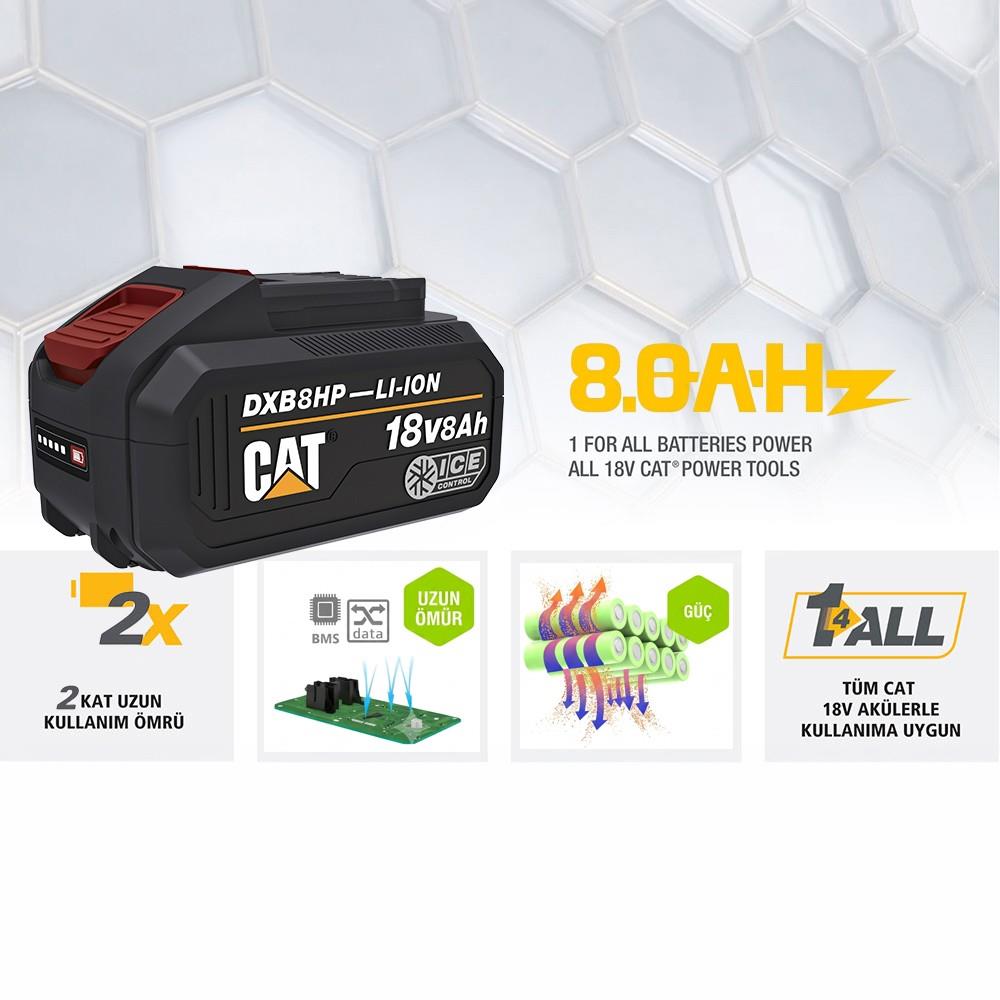 CAT DXB8HP 18Volt 8.0Ah. Li-ion ICE CONTROL ONE FOR ALL Profesyonel Yedek Akü - görsel 8