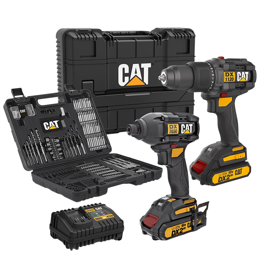 CAT DXK201 18Volt/2.0Ah Li - ion Çift Akülü Kömürsüz Profesyonel Şarjlı Darbeli Matkap + DX7030 + DA01903 Kombo Set - Onivias