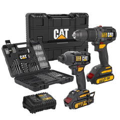 CAT DXK201 18Volt/2.0Ah Li - ion Çift Akülü Kömürsüz Profesyonel Şarjlı Darbeli Matkap + DX7030 + DA01903 Kombo Set - Onivias