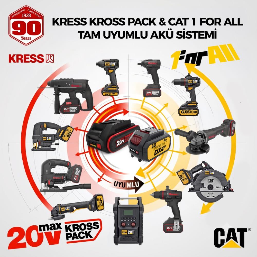 CAT DXKR1SET DX3130B + KUB30.2 18Volt 4.0Ah. Çift Akülü Şarjlı Kömürsüz Profesyonel Ortak Akülü Kombo Set - görsel 10