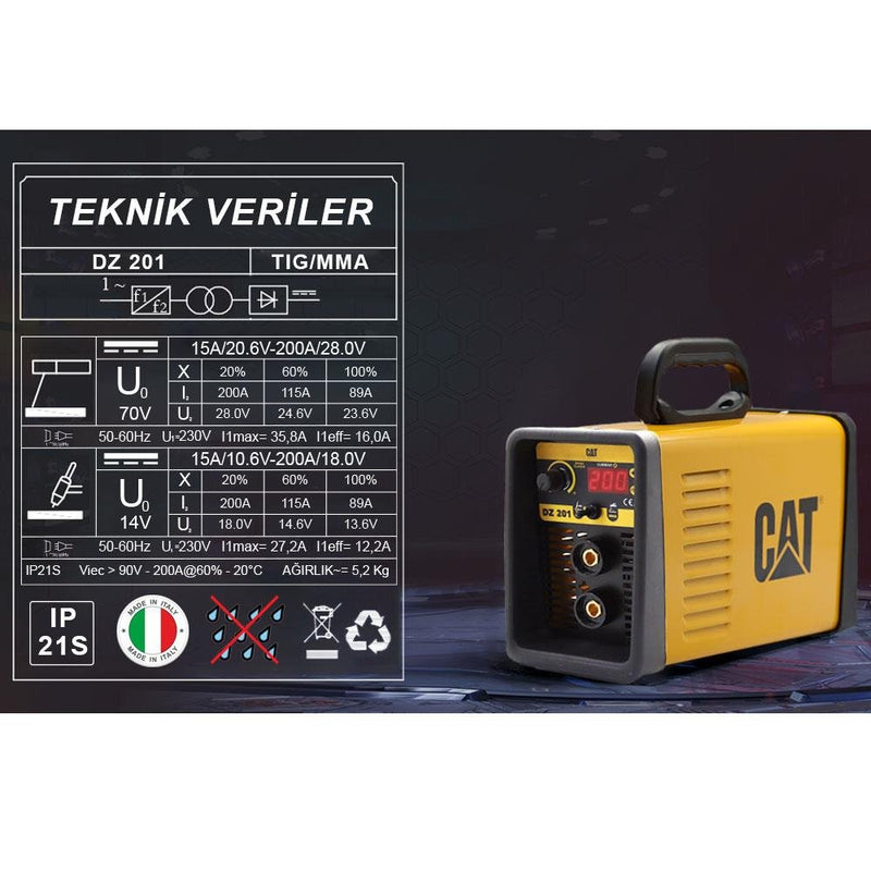 CAT DZ201 200 Amper TIG LİFT/MMA Çanta Tipi Peşəkar Rəqəmsal İnverter Qaynaq Maşını