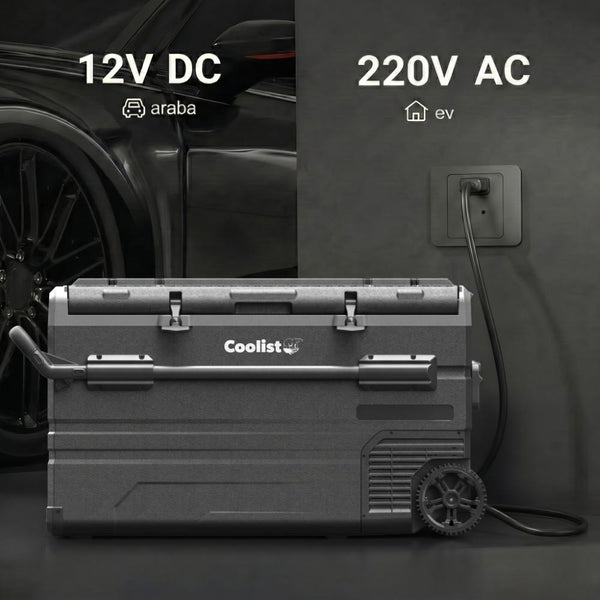 Coolist CLK120W 12/24V 220Volt 114 Litre Tek Bölmeli Tekerlekli Outdoor Kompresörlü Oto Buzdolabı/Dondurucu