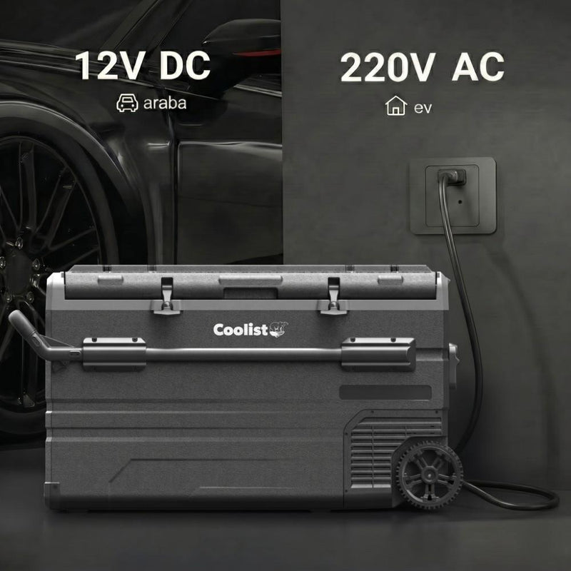 Coolist CLK120W 12/24V 220Volt 114 Litre Tek Bölmeli Tekerlekli Outdoor Kompresörlü Oto Buzdolabı/Dondurucu
