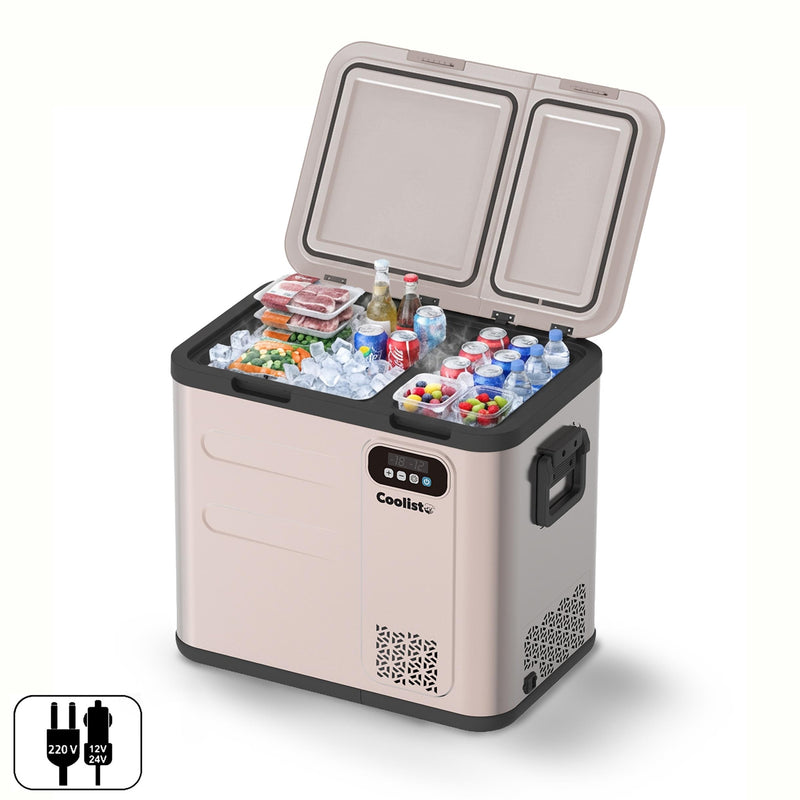 Coolist CLK60D 12/24V/220Volt 59 Litre Çift Bölmeli Outdoor Kompresörlü Bluetooth Bağlantılı Oto Buzdolabı