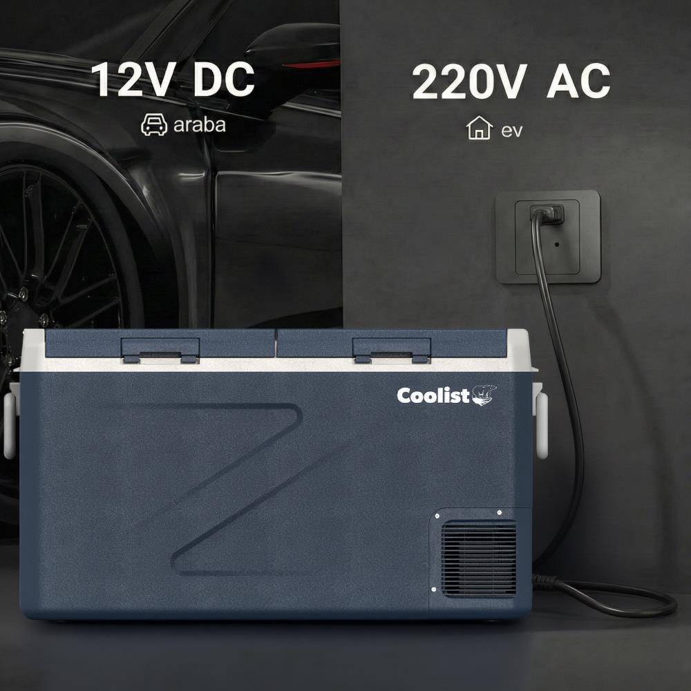 Coolist CLK80D 12/24V 220Volt 82,5 Litre Çift Bölmeli Kompresörlü Outdoor Oto Buzdolabı/Dondurucu