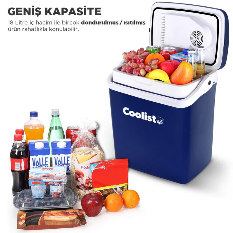 Coolist CLT18 12Volt/220Volt AC/DC 18 Litr İsti/Soyuq Avtomobil Soyuducu 