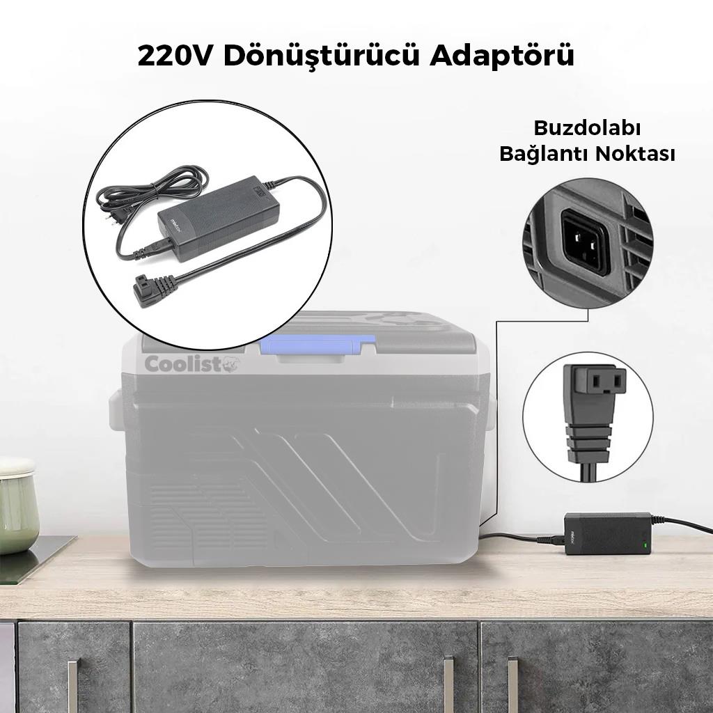 Coolist CLTACDC Kompresörlü Araç Buzdolapları İçin 220Volt/12Volt 6,0Ah Dönüştürücü Adaptör - Onivias