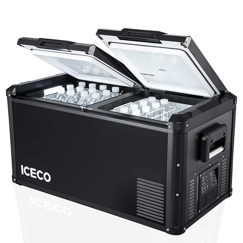 ICECO VL90PROD 12/24Volt 220Volt 90 Litr ikiqat bölməli açıq hava kompressoru avtomobil soyuducu/dondurucu