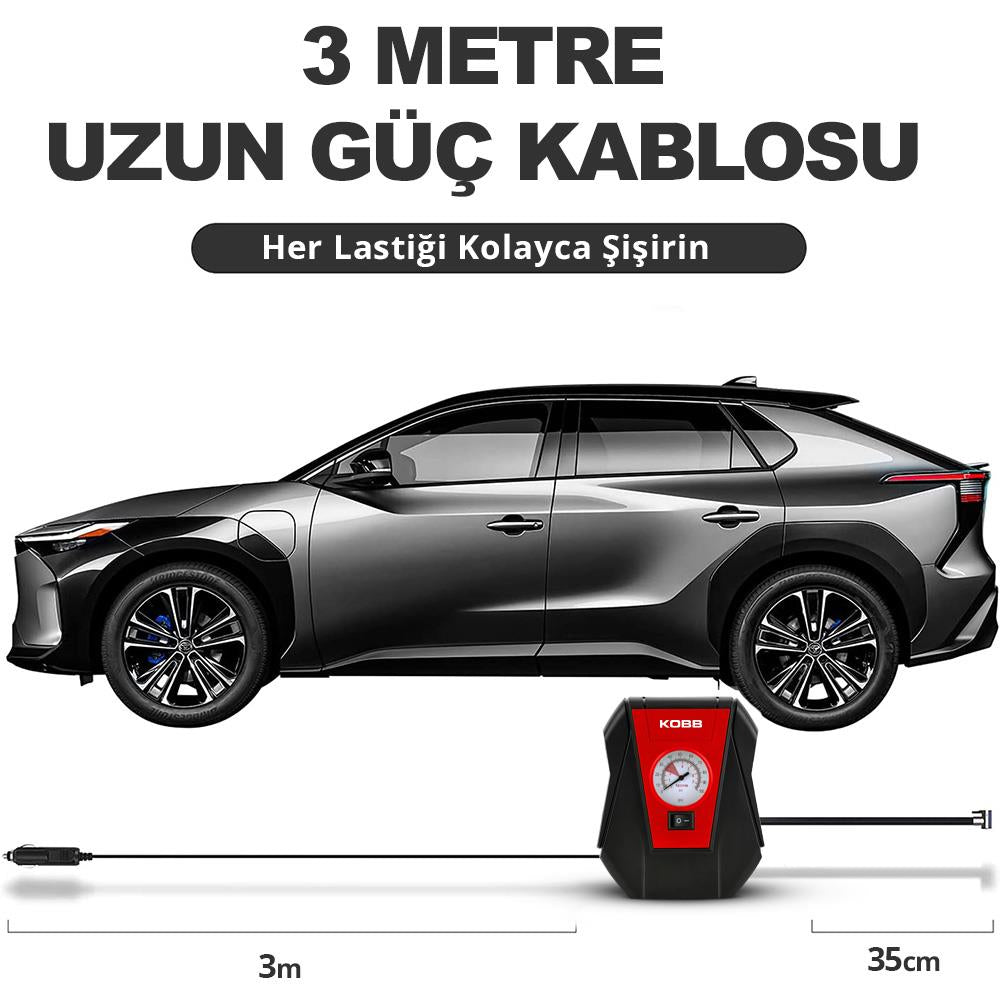 KOBB KB100 12Volt 100 PSI Analoq Ekran Hava Təkər Doldurma Pompası