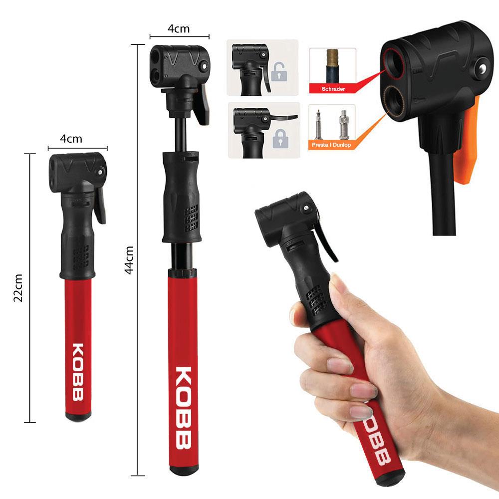 KOBB KB2203 87 PSI Bisiklet Lastik Şişirme Taşınabilir Mini El Pompası + Bisiklet Montaj Aparatı - Onivias