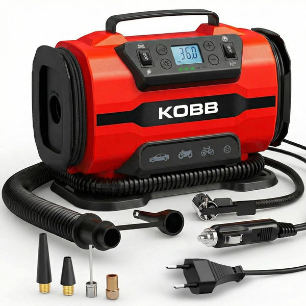 KOBB KB301 12Volt 220Volt 150 PSI Ayarlanabilir Dijital Basınç Göstergeli Lastik ve Yatak Şişirme Pompası - Onivias