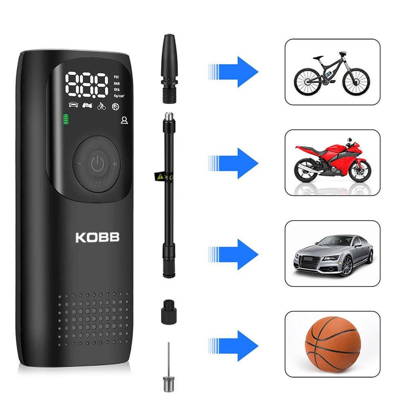 KOBB KB411 Təkrar doldurulan Li-ion 150 PSI Portativ Ağıllı Təkər Doldurma Pompası Rəqəmsal Təzyiq Ölçer və LED İşıqlandırma ilə
