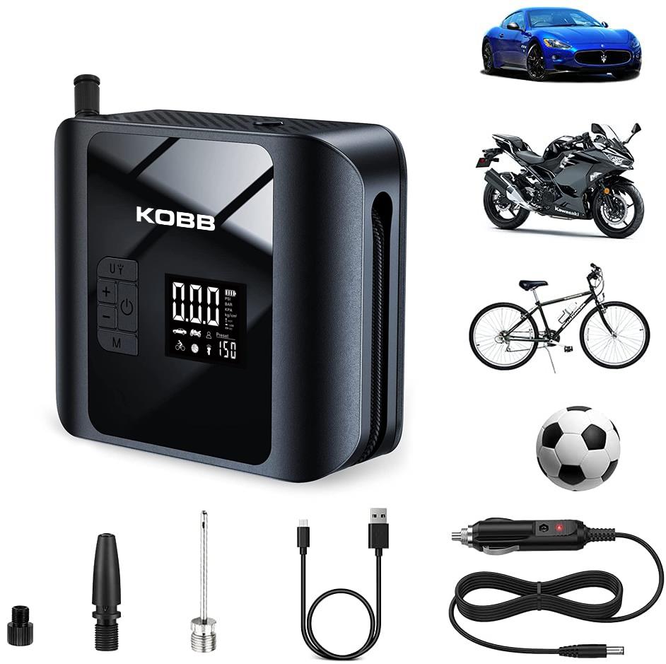 KOBB KB420 12Volt/Şarjlı 150PSI Taşınabilir Dijital Basınç Göstergeli Led Aydınlatmalı Lastik Şişirme Pompası - Onivias
