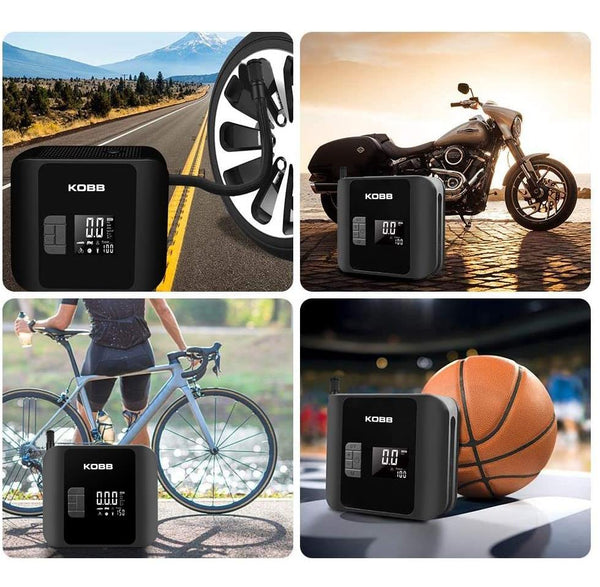 KOBB KB420 12Volt/Şarjlı 150PSI Taşınabilir Dijital Basınç Göstergeli Led Aydınlatmalı Lastik Şişirme Pompası - Onivias