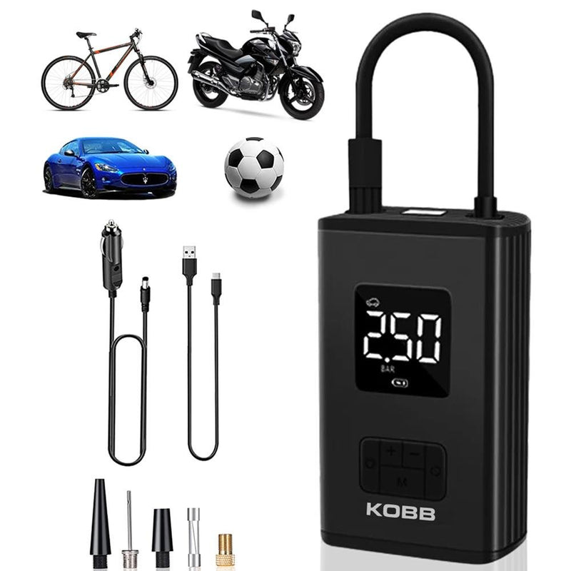 KOBB KB425 12V/Yenidən doldurulan Li-ion 150 PSI Rəqəmsal Displey Ağıllı Təkər Doldurma Pompası + Powerbank + SOS + LED 