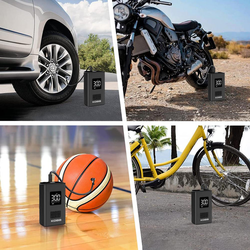 KOBB KB425 12V/Yenidən doldurulan Li-ion 150 PSI Rəqəmsal Displey Ağıllı Təkər Doldurma Pompası + Powerbank + SOS + LED 
