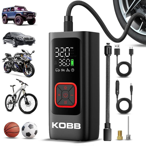KOBB KB426 12V / Şarjlı Li - ion 150 PSI Dijital Göstergeli Akıllı Lastik Şişirme Pompası+ Powerbank + SOS + Led Lamba - Onivias