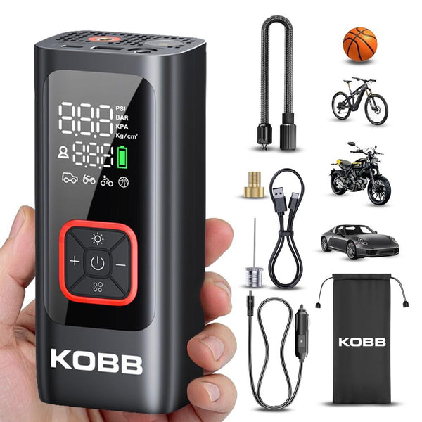 KOBB KB426 12V / Şarjlı Li - ion 150 PSI Dijital Göstergeli Akıllı Lastik Şişirme Pompası+ Powerbank + SOS + Led Lamba - Onivias