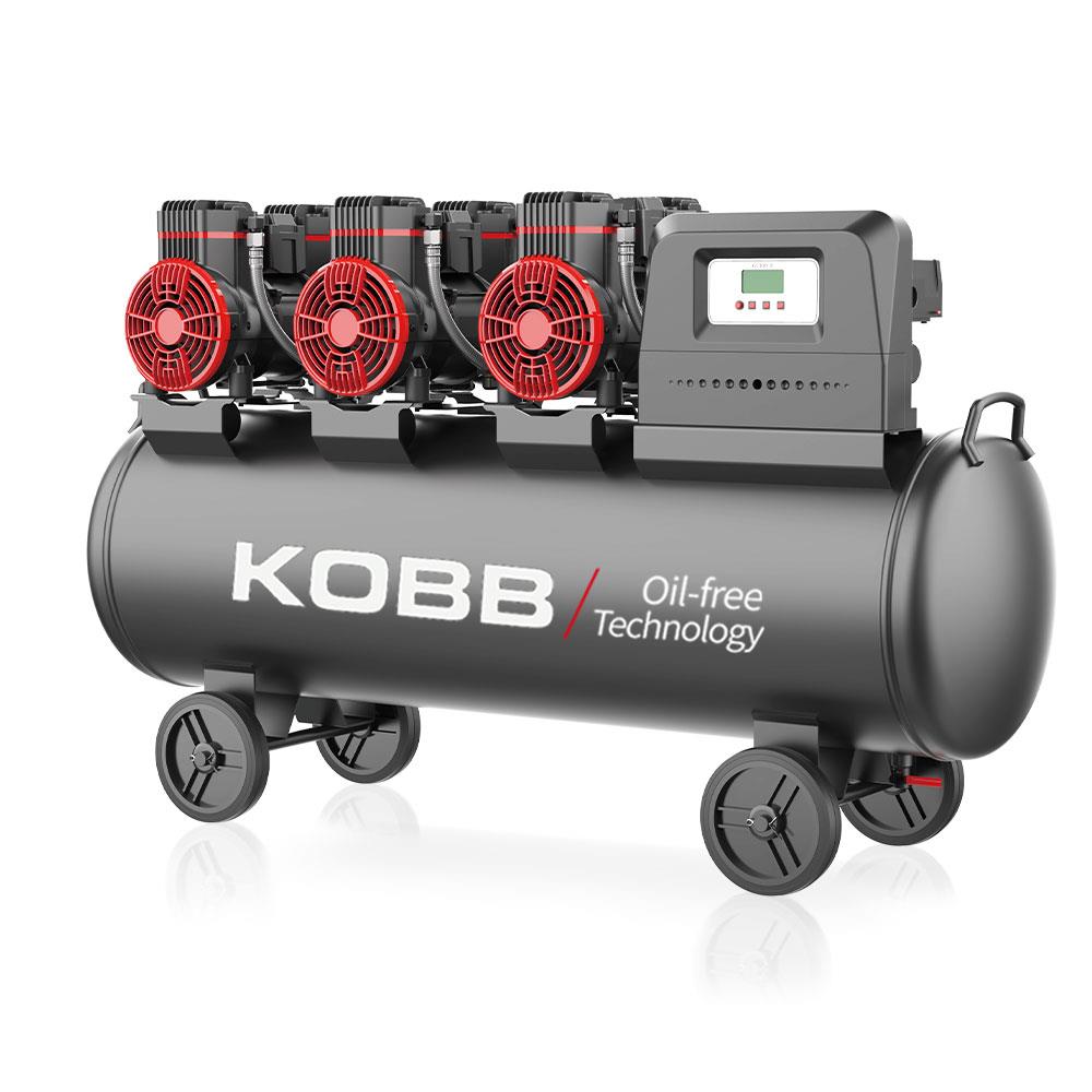 KOBB KBK100S 6.0HP 100Lt 8Bar Üç Motorlu Yağsız Sessiz Taşınabilir Hava Kompresörü - Onivias