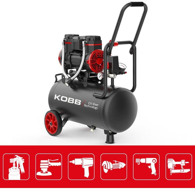 KOBB KBK25S 1.7HP 25Lt 8Bar Yağsız Səssiz Portativ Hava Kompressoru