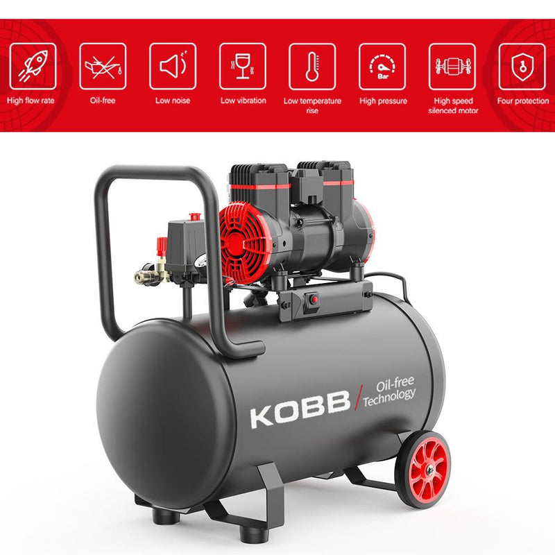 KOBB KBK50S 2.0HP 50Lt 8Bar Yağsız Səssiz Portativ Hava Kompressoru