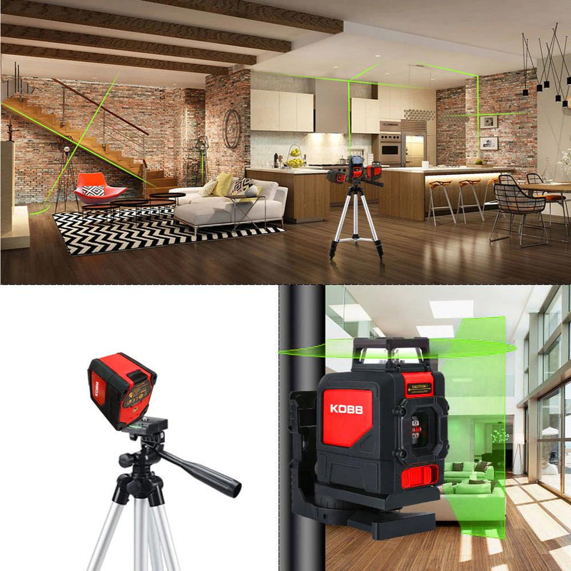 KOBB KBL30G 25 Metr Professional Horizontal 360° və Şaquli Avtomatik Hizalama Yaşıl Çapraz Xətt Lazer Distomat