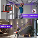 KOBB KBL30P 3.7V Li-ion Yatay 360° ve Dikey Otomatik Hizalamalı Mor Işık Profesyonel Lazer+Tripod - görsel 3