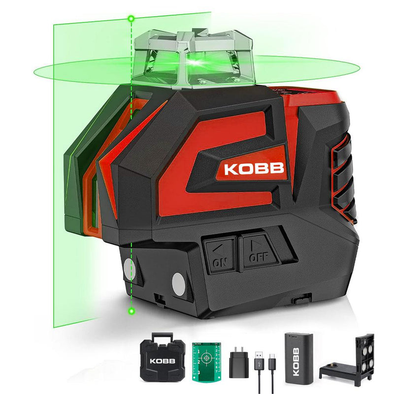 KOBB KBL32G Professional Li-ion Horizontal 360° və Şaquli Avtomatik Hizalama Yaşıl Nöqtəli Plumb və Yaşıl Çapraz Xətt Lazeri