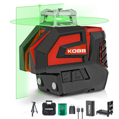 KOBB KBL32GTP Profesyonel Li - ion Yatay 360° ve Dikey Otomatik Hizalamalı Yeşil Nokta Şakül ve Çapraz Çizgi Lazer+Tripod - Onivias