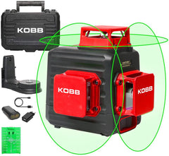 KOBB KBL34G 40 Metre Profesyonel Li - ion Şarjlı 3X360⁰ Otomatik Hizalamalı Yeşil Çapraz Çizgi Lazer Distomat - Onivias