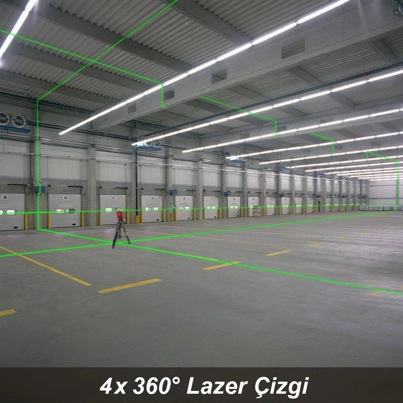 KOBB KBL35GTP Professional Li-ion Doldurula bilən 4X360⁰ Avtomatik Düzəliş Yaşıl Çarpaz Lazer Distomat + Tripod 