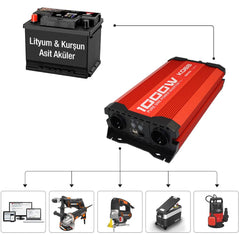 KOBB KBN1000 12V/220V 1000Watt Tam Sinüs Dönüştürücü İnvertör - Onivias