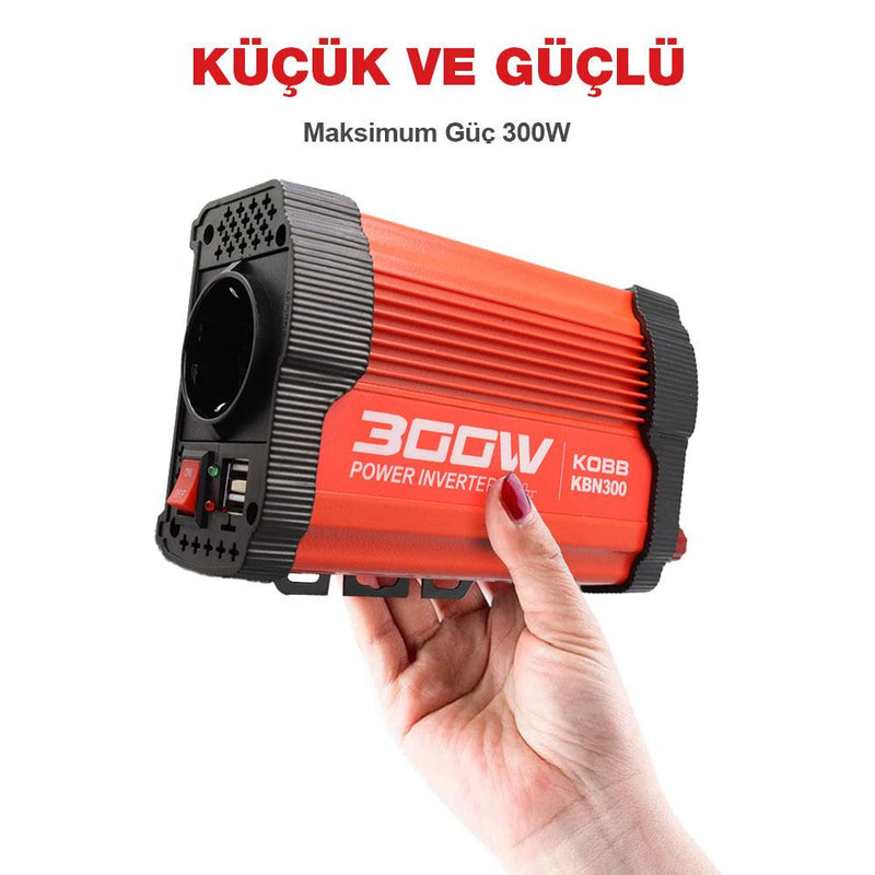 KOBB KBN300 12V/220V 300Vt Modifikasiya olunmuş Sinus Dalğa Konvertoru 