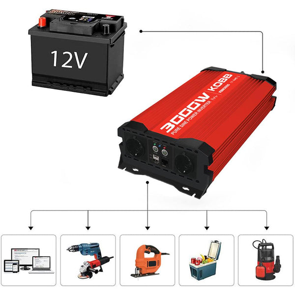 KOBB KBN3000 12V/220V 3000Watt Tam Sinüs Dönüştürücü İnvertör - Onivias