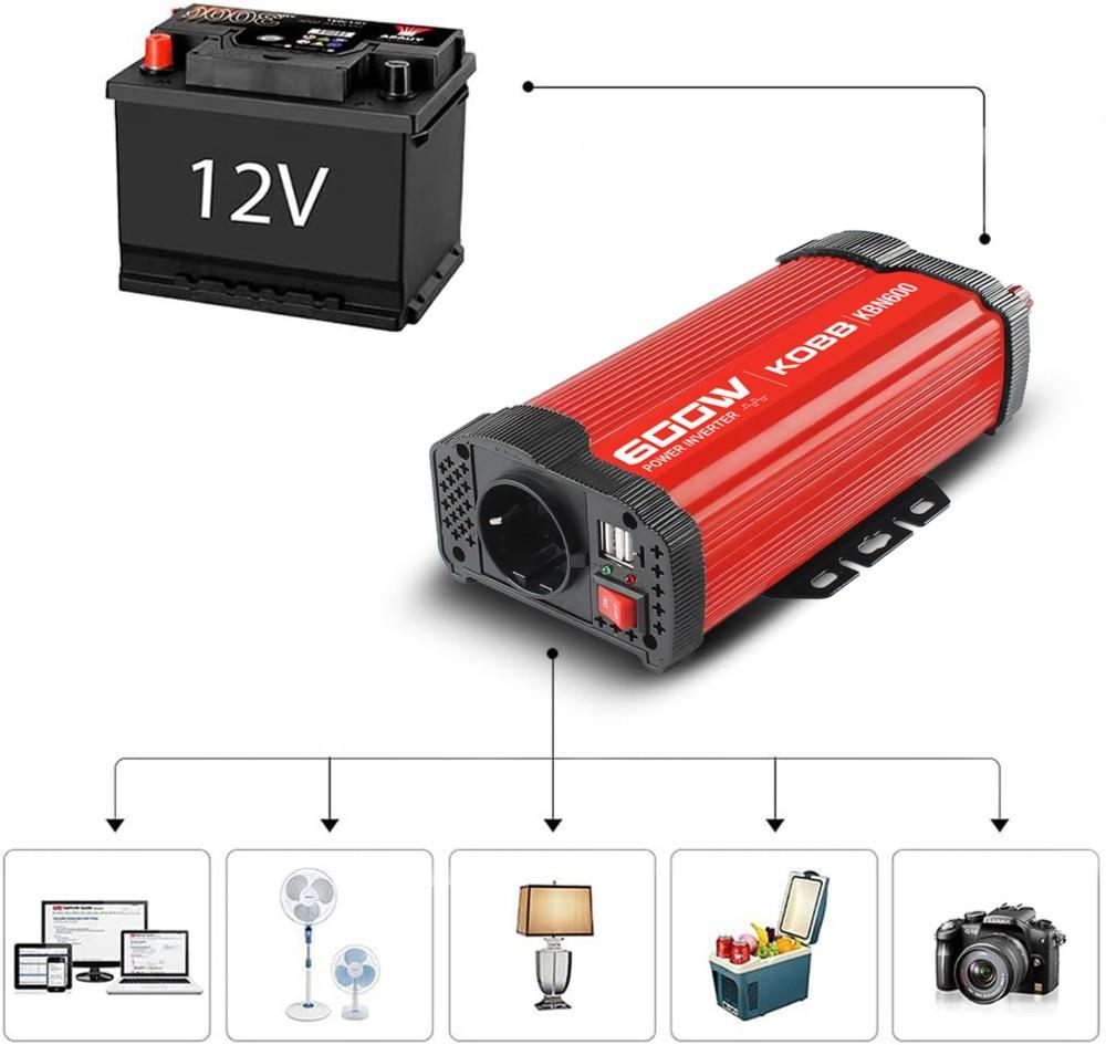 KOBB KBN600 12V/220V 600Watt Modifiye Sinüs Dönüştürücü İnvertör - görsel 10