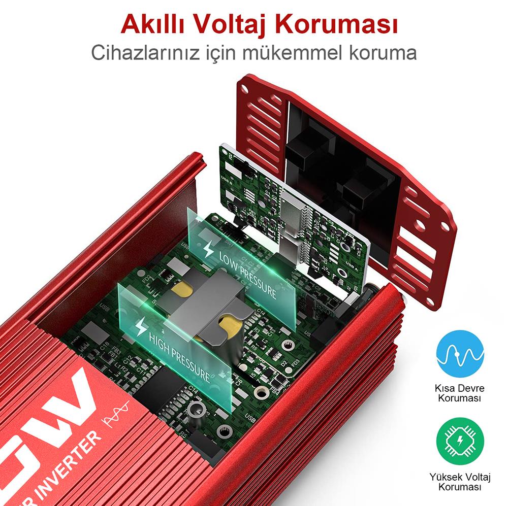 KOBB KBN750 12V/220V 750Watt Tam Sinüs Dönüştürücü İnvertör - Onivias