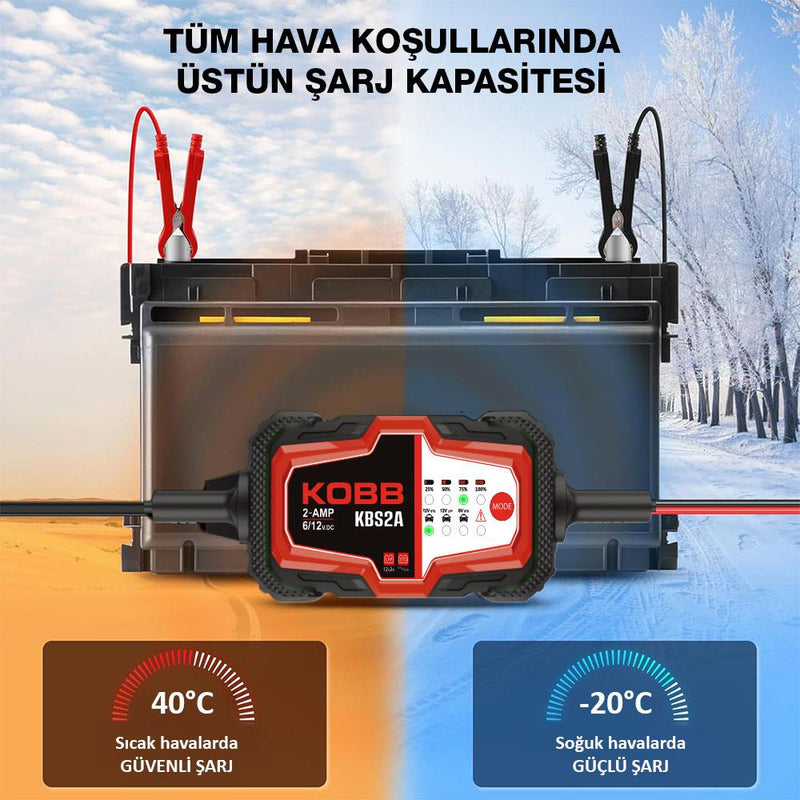 KOBB KBS2A 6V/12V 60Ah Ağıllı Batareya Doldurma Cihazı və Batareyaya Baxım / Desulfator