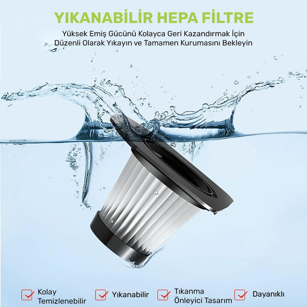 KOBB KBV12F 12V avtomobil tozsoranı üçün ehtiyat HEPA filtri 