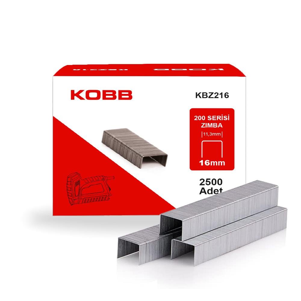 KOBB KBZ216 16mm 2500 Adet 200 Serisi Ağır Hizmet Tipi Zımba Teli - Onivias