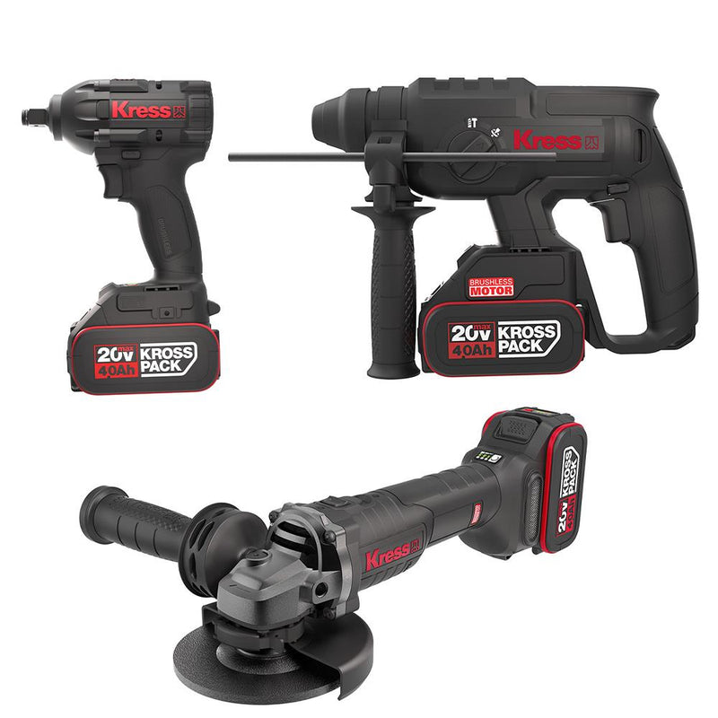 Kress KRKS1 KUB30.2 + KU390.4 + KUH10.2 20Volt/4Ah. 6 Adet Akülü Profesyonel Kombo Set