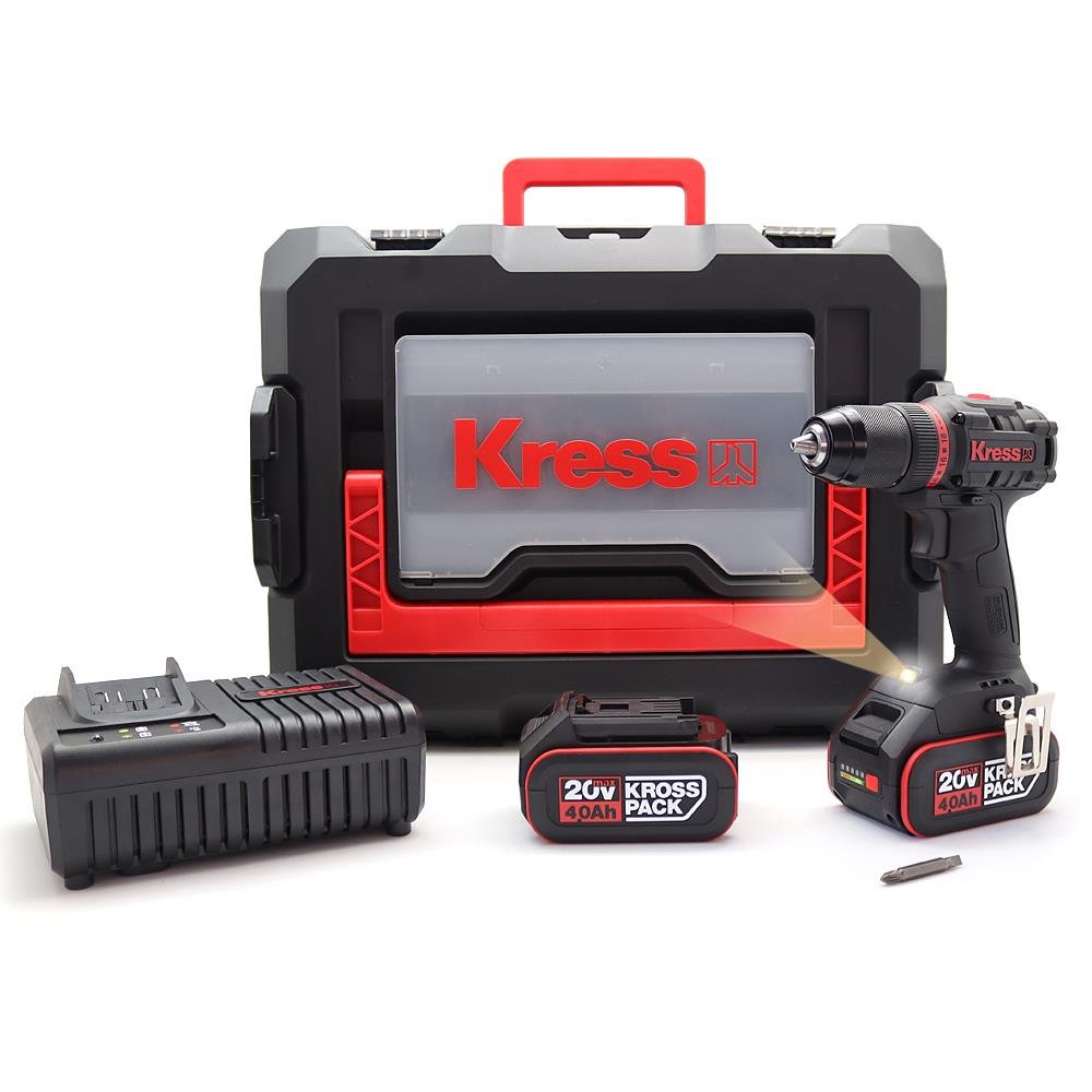 Kress KUA71 20Volt/4.0Ah Li - ion Çift Akülü Kömürsüz Profesyonel Şarjlı Matkap - Onivias