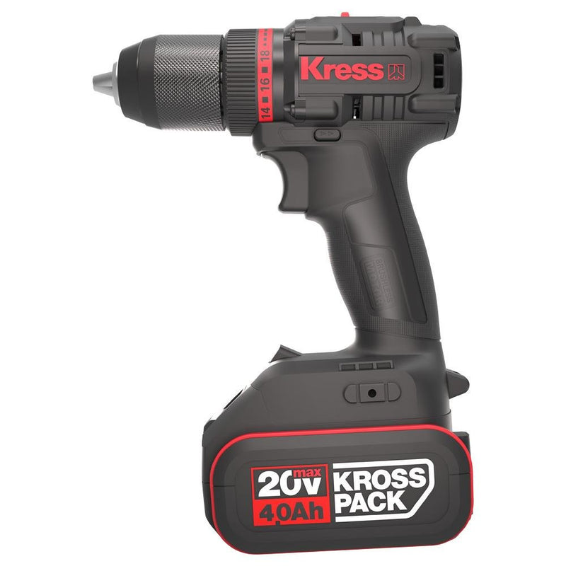 Kress KUA71 20Volt/4.0Ah Li-ion İkili Batareya Fırçasız Professional Simsiz Qazma