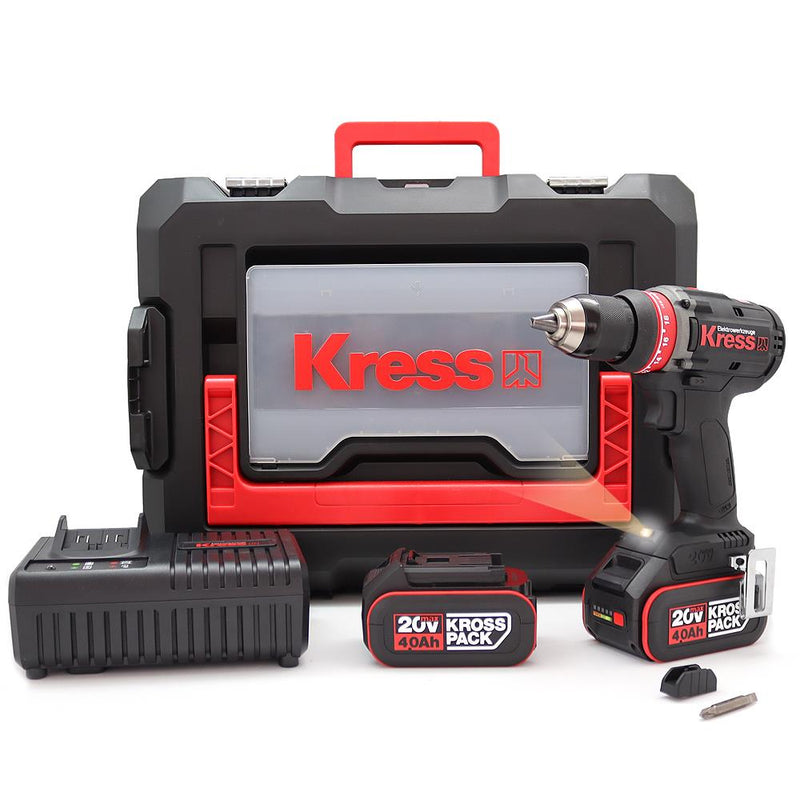 Kress KUA72.1 20Volt/4.0Ah Li-ion İkili Batareya Fırçasız Professional Simsiz Qazma