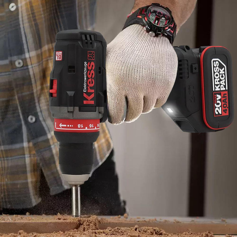 Kress KUA72.1 20Volt/4.0Ah Li-ion İkili Batareya Fırçasız Professional Simsiz Qazma
