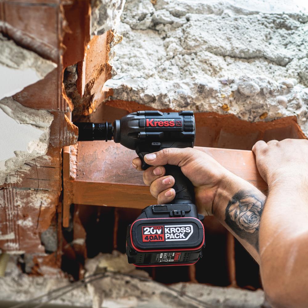 Kress KUB30.2SET 20Volt/4.0Ah. Li-ion Çift Akülü 300Nm Kömürsüz Profesyonel Şarjlı Somun Sıkma + 4 Parça Derin Lokma Seti - görsel 3