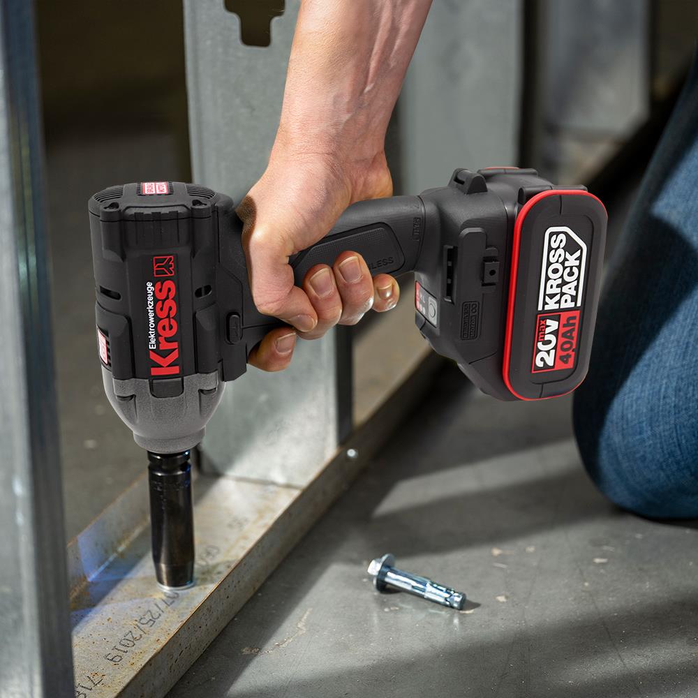 Kress KUB30.2SET 20Volt/4.0Ah. Li-ion Çift Akülü 300Nm Kömürsüz Profesyonel Şarjlı Somun Sıkma + 4 Parça Derin Lokma Seti - görsel 6