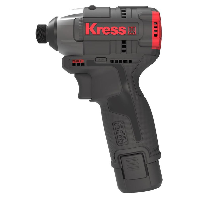Kress KUB50.2 12Volt 2.0Ah Li-ion İkili Batareya 140Nm Fırçasız Professional Simsiz Zərbəli Tornavida 