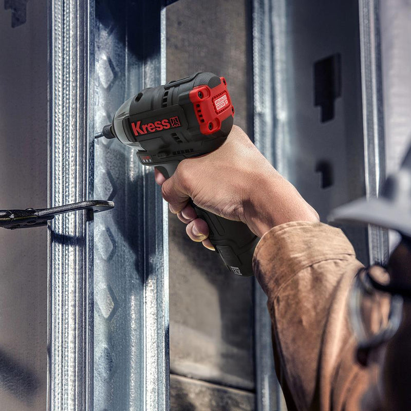 Kress KUB50.2 12Volt 2.0Ah Li-ion İkili Batareya 140Nm Fırçasız Professional Simsiz Zərbəli Tornavida 