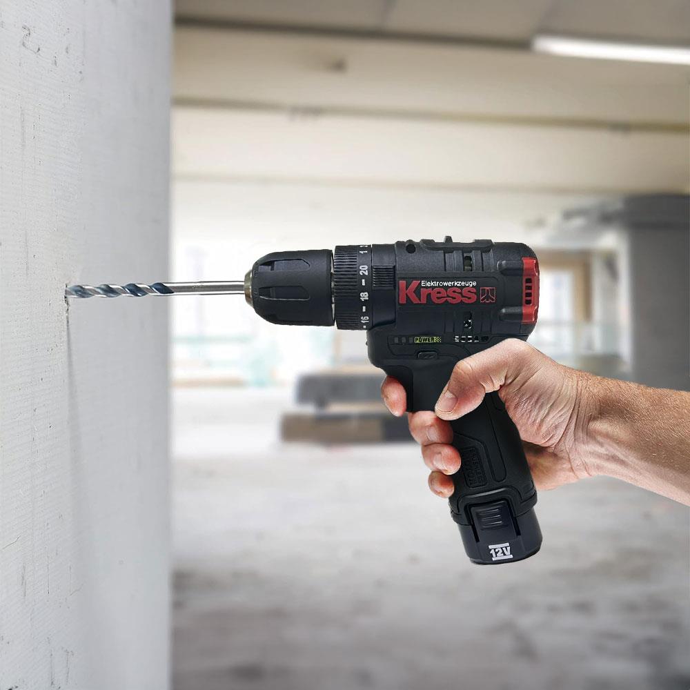 Kress KUC12 12Volt/2.0Ah Li - ion Çift Akülü Kömürsüz Profesyonel Şarjlı Darbeli Matkap - Onivias