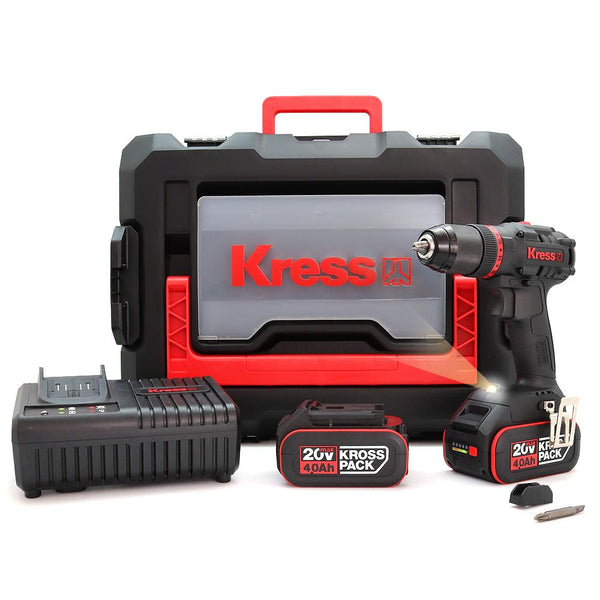 Kress KUC30 20Volt/4.0Ah Li - ion Çift Akülü Kömürsüz Profesyonel Şarjlı Darbeli Matkap - Onivias